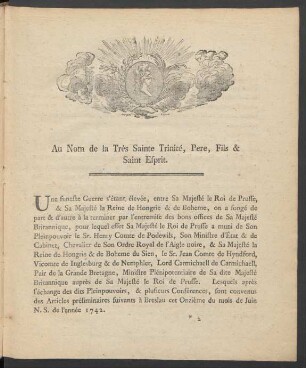Au Nom de la Très Sainte Trinité, Pere, Fils & Saint Esprit