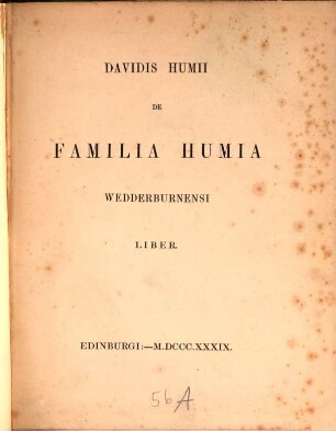 De familia Humia Wedderburnensi liber