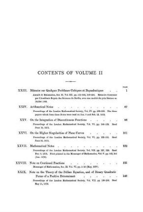 Contents of Volume II.