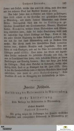 Zweiter Abschnitt. Einführung der Reformation in Württemberg.