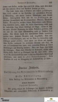 Zweiter Abschnitt. Einführung der Reformation in Württemberg.