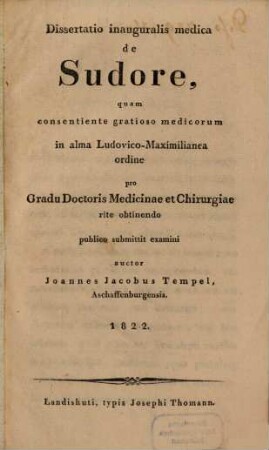 Dissertatio inauguralis medica de sudore
