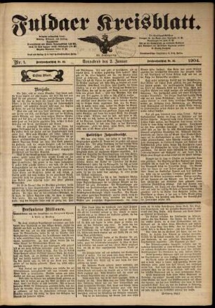 Erste Ausgabe vom Samstag, den 02. Januar 1904.