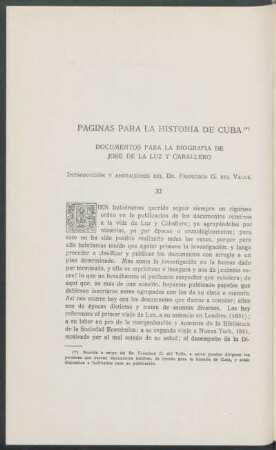 Páginas para la historia de Cuba : Documentos para la biografía de José de la Luz y Caballero - XI