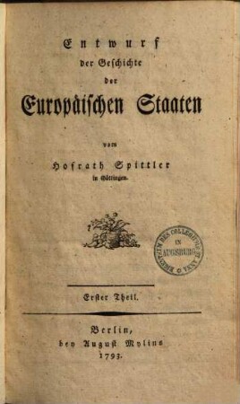 Entwurf der Geschichte der Europäischen Staaten, 1