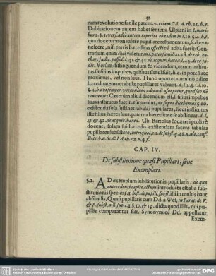 Cap. IV. De substitutione quasi Pupillari, sive Exemplari