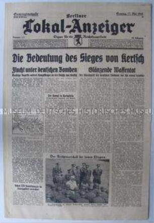 Tageszeitung "Berliner Lokal-Anzeiger" u.a. über die Bedeutung der deutschen Erfolge auf der Krim