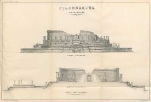Polonnaruwa. Wata-Dâ-Gé. Front elevation. Section through AB.