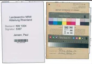 Entnazifizierung Paul Jansen , geb. 01.10.1902 (Staedt.Arbeiter)