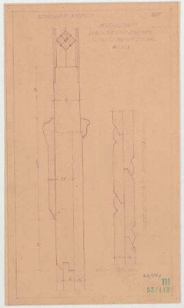 Fischer, Theodor; München - Westend, Bergmannstr.; Ledigenheim - Wand zwischen Treppe u. Lesesaal (Schnitte)