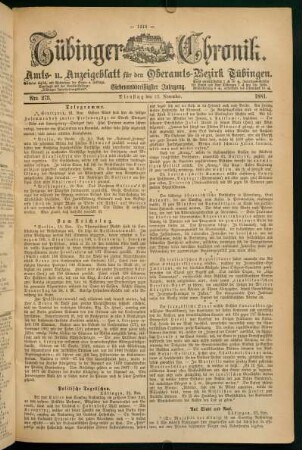 22. November (Nro. 273) - 27. November (Nro. 278)