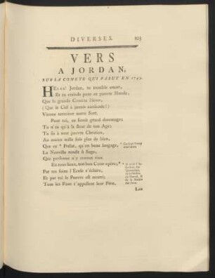 Vers A Jordan, Sur La Comete Qui Parut En 1743.