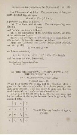 On the geometrical interpretation of the expression ... .