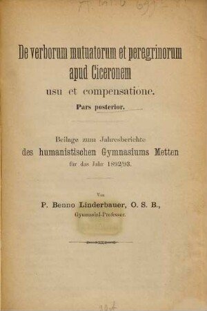 De verborum mutuatorum et peregrinorum apud Ciceronem usu et compensatione, 2