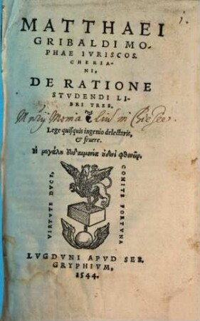 De methodo ac ratione studendi : libri tres