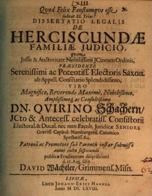 Diss. leg. de herciscundae familiae iudicio