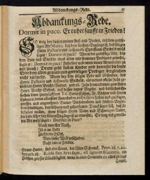 Abdanckungs-Rede