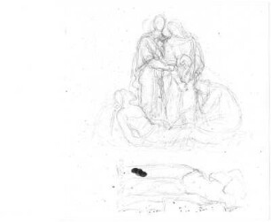 Pietà : Rietschel, Ernst. Pietà. Bleistift auf hellbeigefarbenem Velin; 22,1 x 21,2 cm. Ende 1845. Privatbesitz. WVZ 294 r