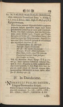 IV. In Duodecimo