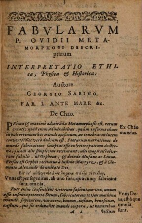 Fabularum P. Ovidii Metamorphosi Descriptarum Interpretatio Ethica, Physica & Historica