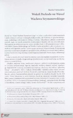 Seria nowa: Wokół Pochodu na Wawel Wacława Szymanowskiego