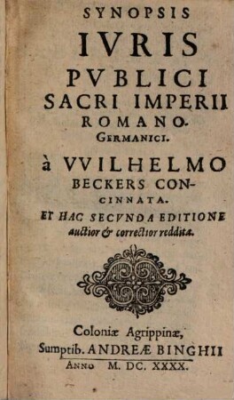 Synopsis Iuris Publici Sacri Imperii Romano-Germanici