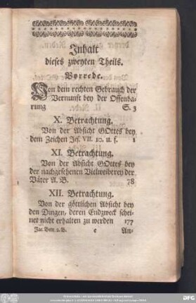 Inhalt dieses zweyten Theils.