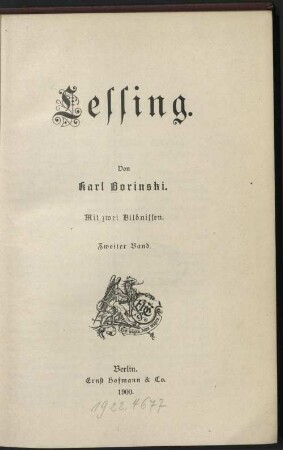 2: Lessing : mit zwei Bildnissen