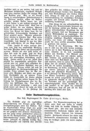 Unser Auswanderungsproblem