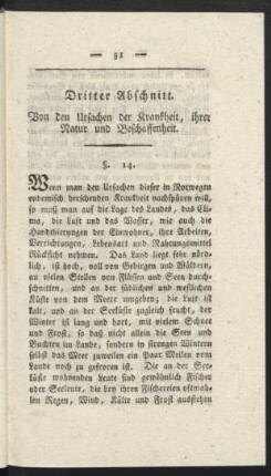 Dritter Abschnitt. Von den Ursachen der Krankheit, ihrer Natur und Beschaffenheit.