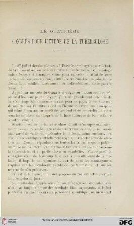 3.Ser. 9.1898: Le quatrième congrès pour l'étude de la tuberculose