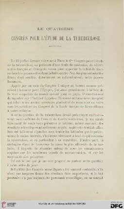 3.Ser. 9.1898: Le quatrième congrès pour l'étude de la tuberculose