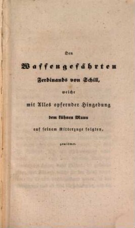 Das Haupt Ferdinands v. Schill : Mit dem Bildnisse