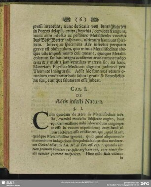 Cap. I. De Aëris infesti Natura