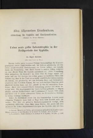 Abtheilung für Syphilis und Hautkrankheiten.