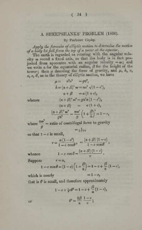 A Sheepshanks' problem (1866).