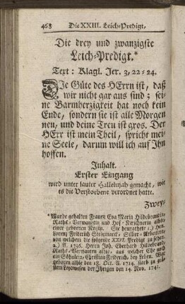 Die drey und zwanzigste Leich-Predigt.