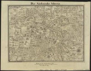 Karte der Sächsischen Schweiz, 1:140 000, Lithographie, 1840