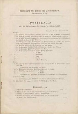 Protokolle über die Verhandlungen des Beirats für Arbeiterstatistik in Berlin