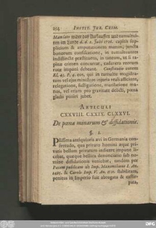 Articuli CXXVIII. CXXIX. CLXXVI. De poena minarum & diffidationis.