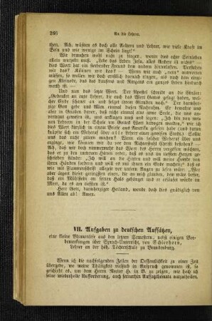 Aufgaben zu deutschen Aufsätzen : eine kleine Blumenlese aus den letzten Semestern, nebst einigen Vorbemerkungen über Sprach-Unterricht