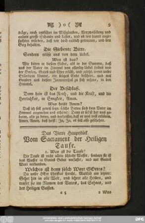 Das Vierte Hauptstück. Vom Sacrament der Heiligen Taufe.