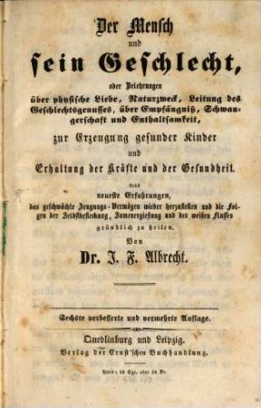Der Mensch und sein Geschlecht