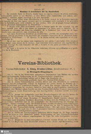 III. Vereins-Bibliothek