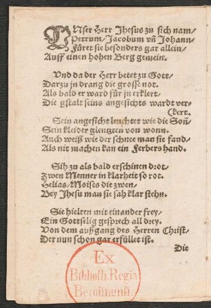 VNser Herr Jhesus zu sich nam/ || Petrum/ Jacobum vn Johann/ ||