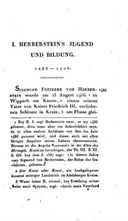 I. Herberstein's Jugend und Bildung 1486 - 1506