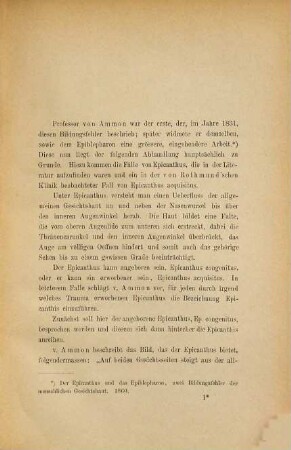 Der Epicanthus : ein Bildungsfehler der menschlichen Gesichtshaut ; Inaugural-Dissertation