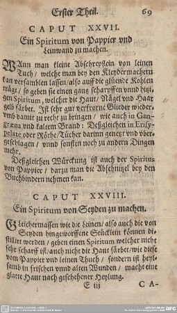 CAPUT XXVII. Ein Spiritum von Pappier und Leinwand zu machen.