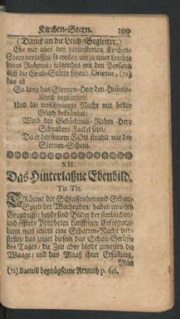 XII. Das Hinterlaßne Ebenbild.