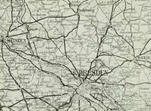 Dresden und Umgebung, Ausschnitt aus der Übersichtskarte von Mitteleuropa, M 1: 300 000